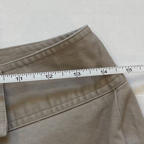 Cotton Stretch Tan/Neutral Cropped Chinos with Pink Floral Embroidery, Size 10 - Picture 8 of 10